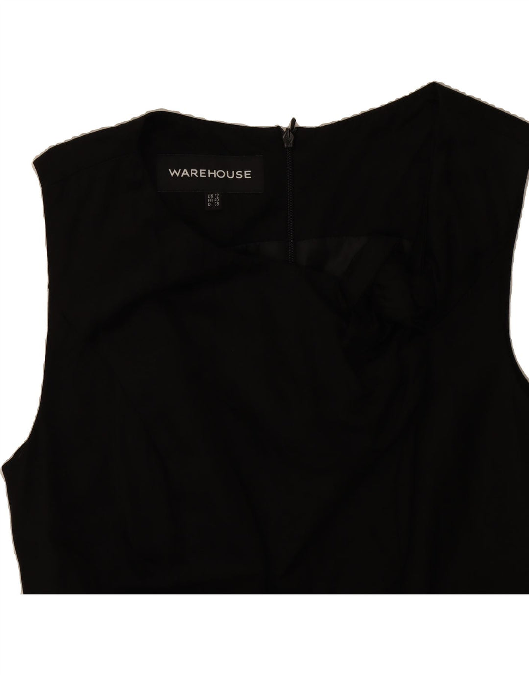 WAREHOUSE Womens Sleeveless Sheath Dress UK 12 Medium  Black Vintage Warehouse and Second-Hand Warehouse from Messina Hembry 