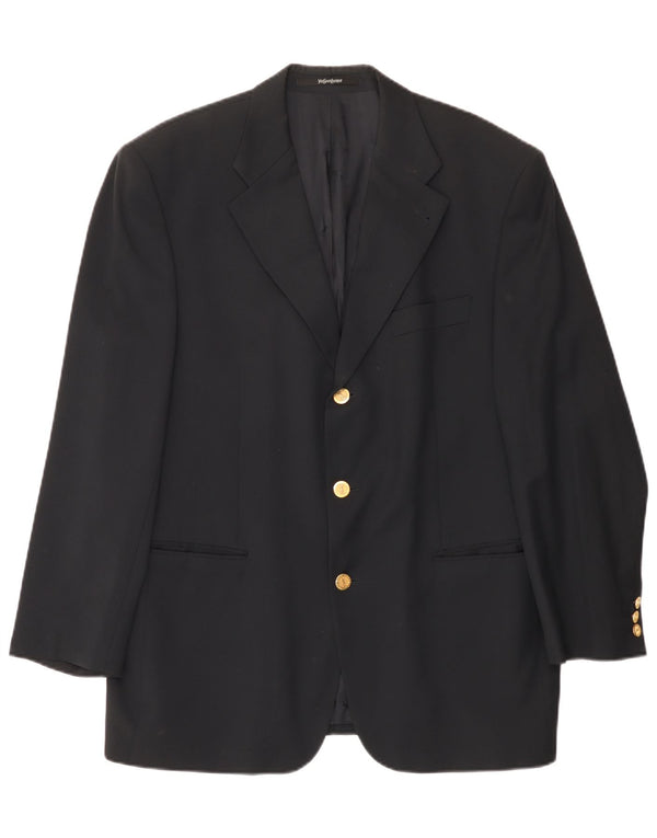 Giacca blazer da uomo a 3 bottoni Yves Saint Laurent UK 42 XL Blu navy in lana vergine