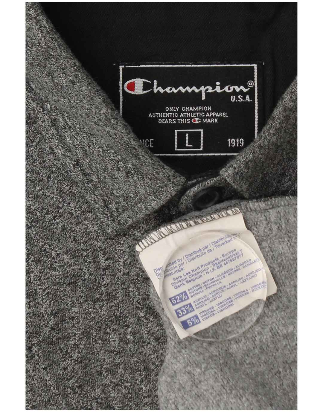 Polo da uomo a maniche lunghe Champion Large in cotone grigio