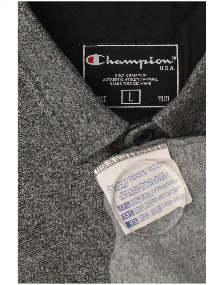 Polo da uomo a maniche lunghe Champion Large in cotone grigio