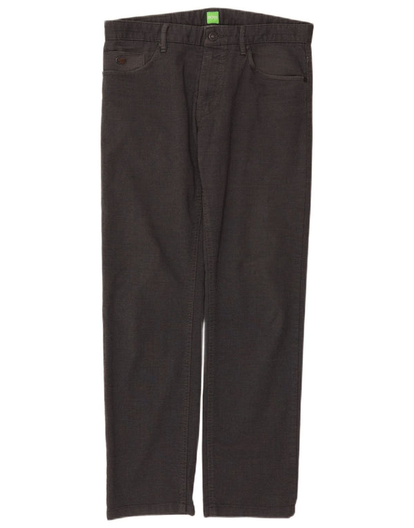 Pantaloni casual dritti da uomo Hugo Boss vestibilità regolare W32 L32 cotone grigio