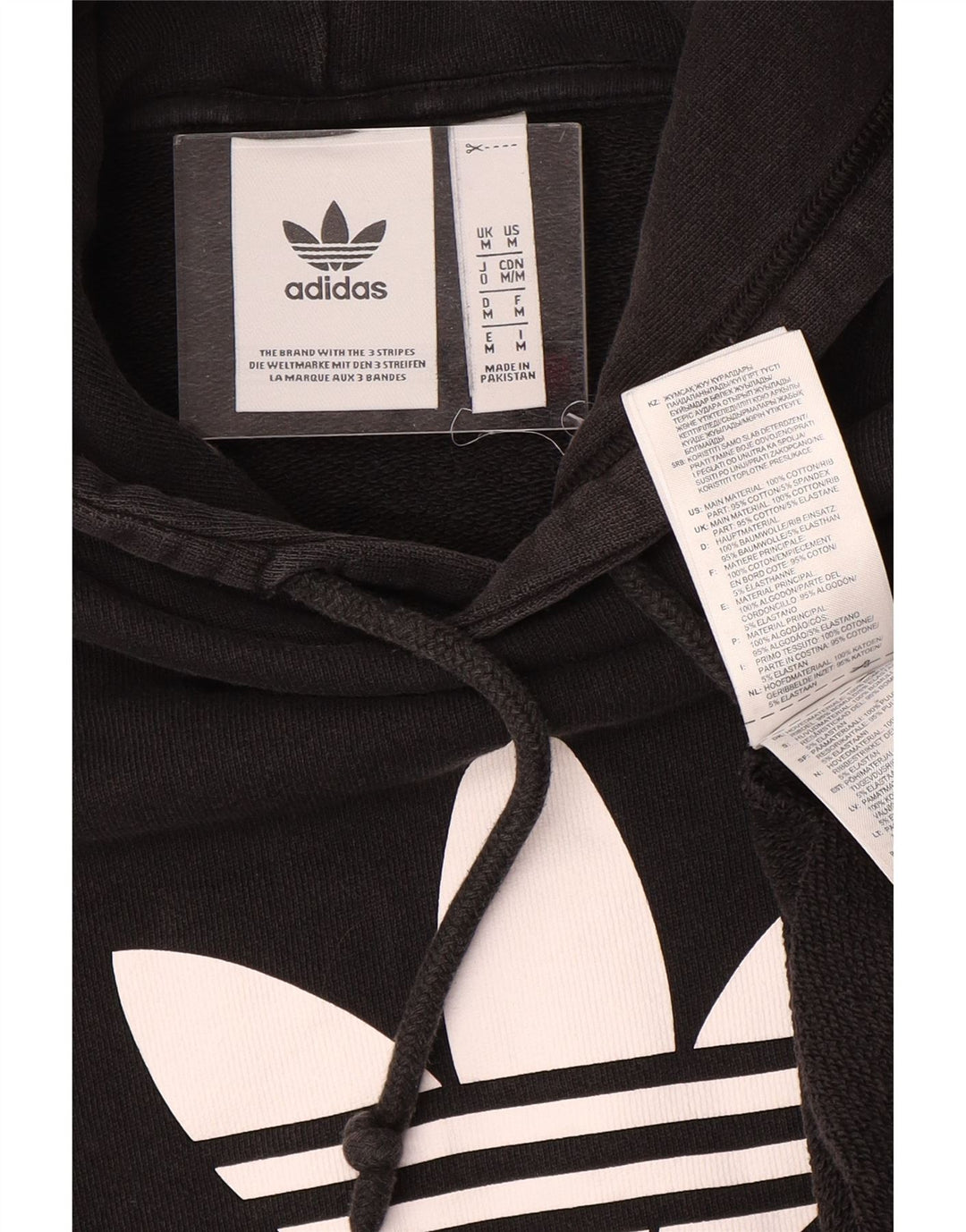 Felpa con cappuccio grafica da uomo Adidas, cotone medio nero