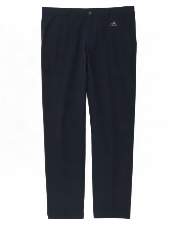 Pantaloni chino slim da uomo Adidas W34 L32 poliestere blu navy