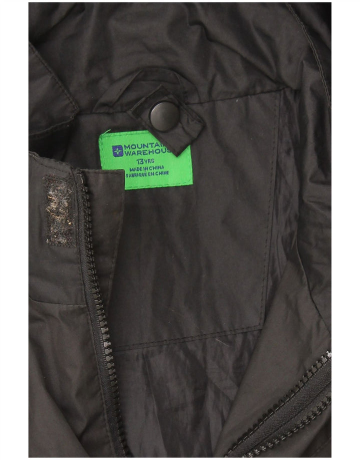 MOUNTAIN WAREHOUSE Boys Hooded Windbreaker Jacket 12-13 Years Black
