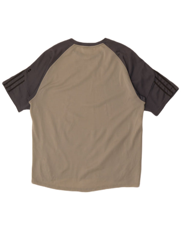 Adidas Mens T-Shirt Top Large Grey Colourblock Polyester