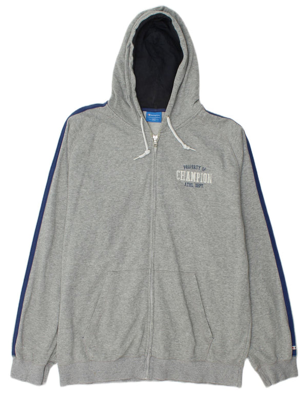 Maglione con cappuccio e zip grafica da uomo CHAMPION 2XL Grigio