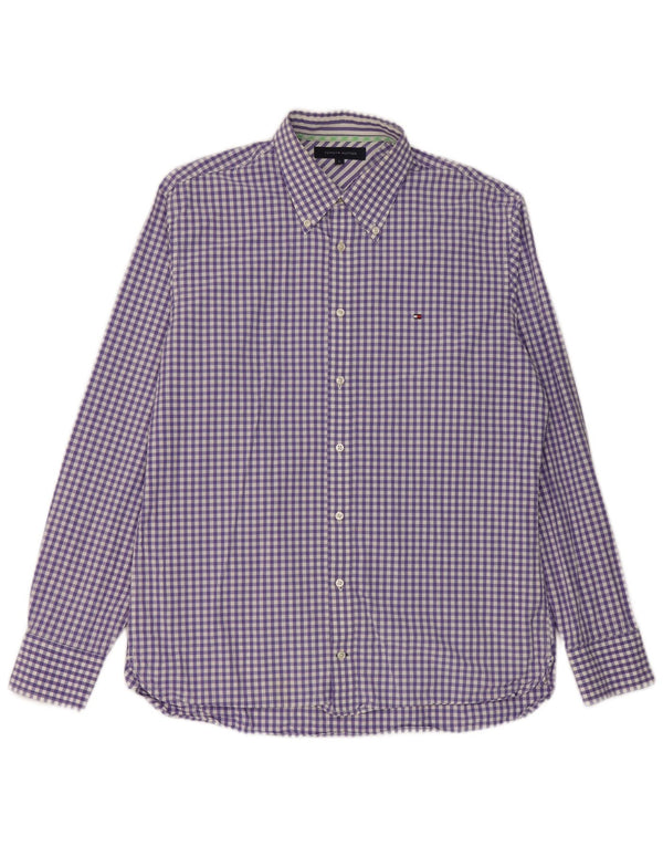 Tommy Hilfiger Mens Shirt Large Purple Gingham Cotton