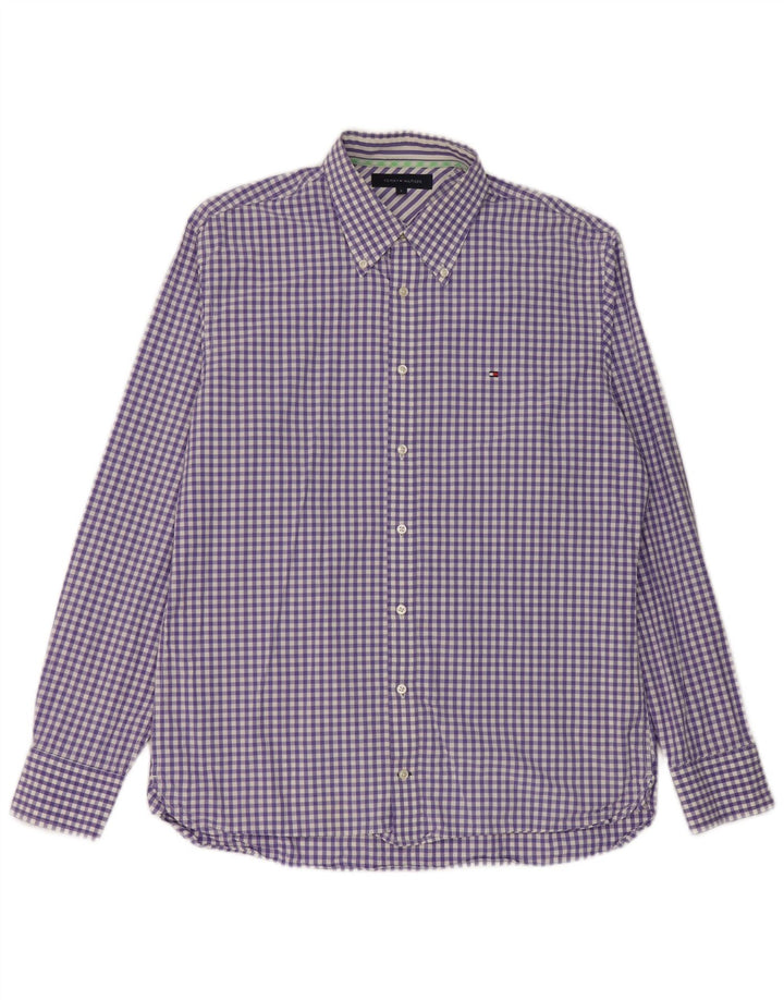 Tommy Hilfiger Mens Shirt Large Purple Gingham Cotton