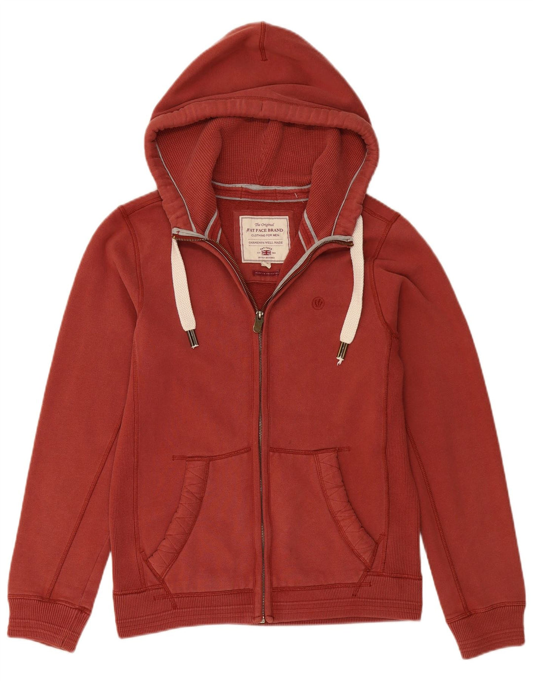 FAT FACE Maglione con cappuccio e zip da uomo piccolo bordeaux