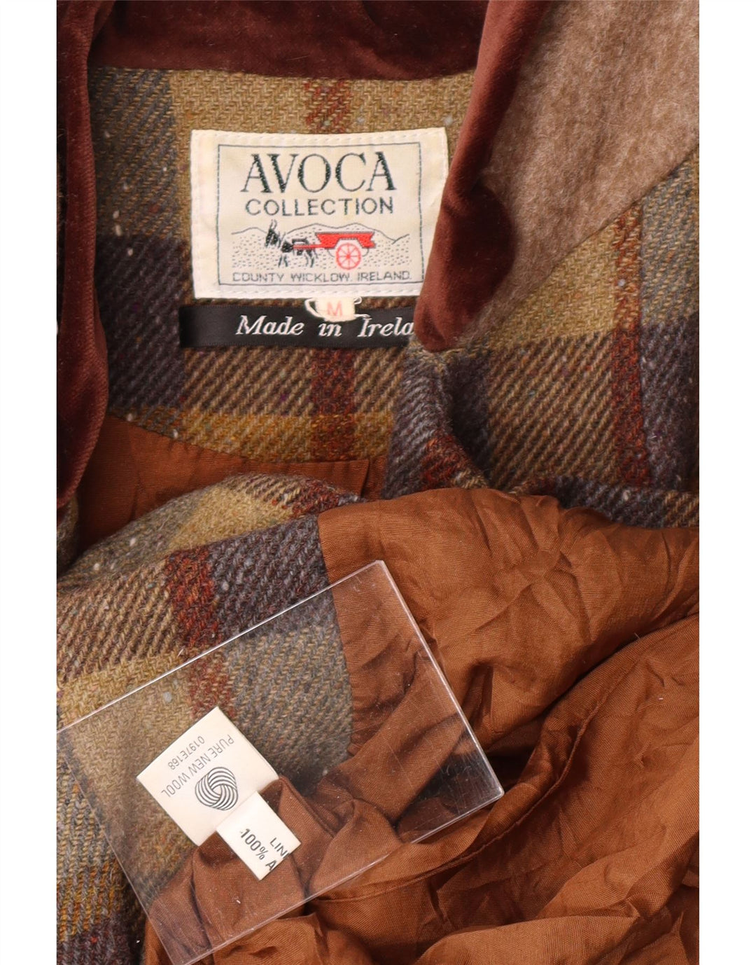 AVOCA Womens 2 Button 3/4 Sleeve Blazer Jacket UK 14 Medium Brown Check Vintage Avoca and Second-Hand Avoca from Messina Hembry 