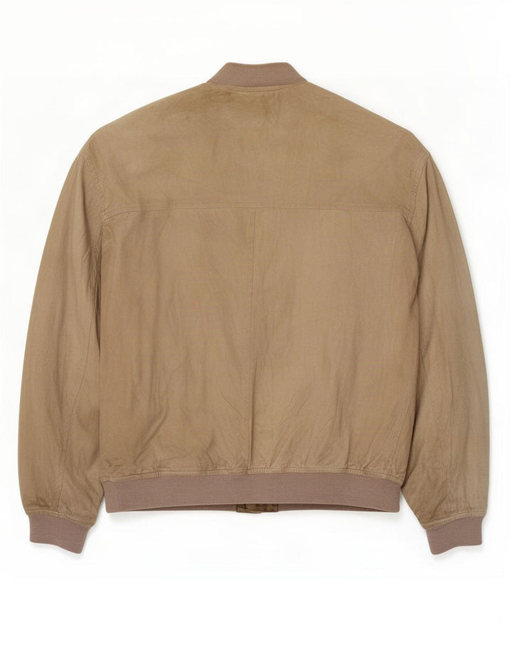 Giubbotto bomber in pelle scamosciata vintage da uomo UK 38 in pelle beige media