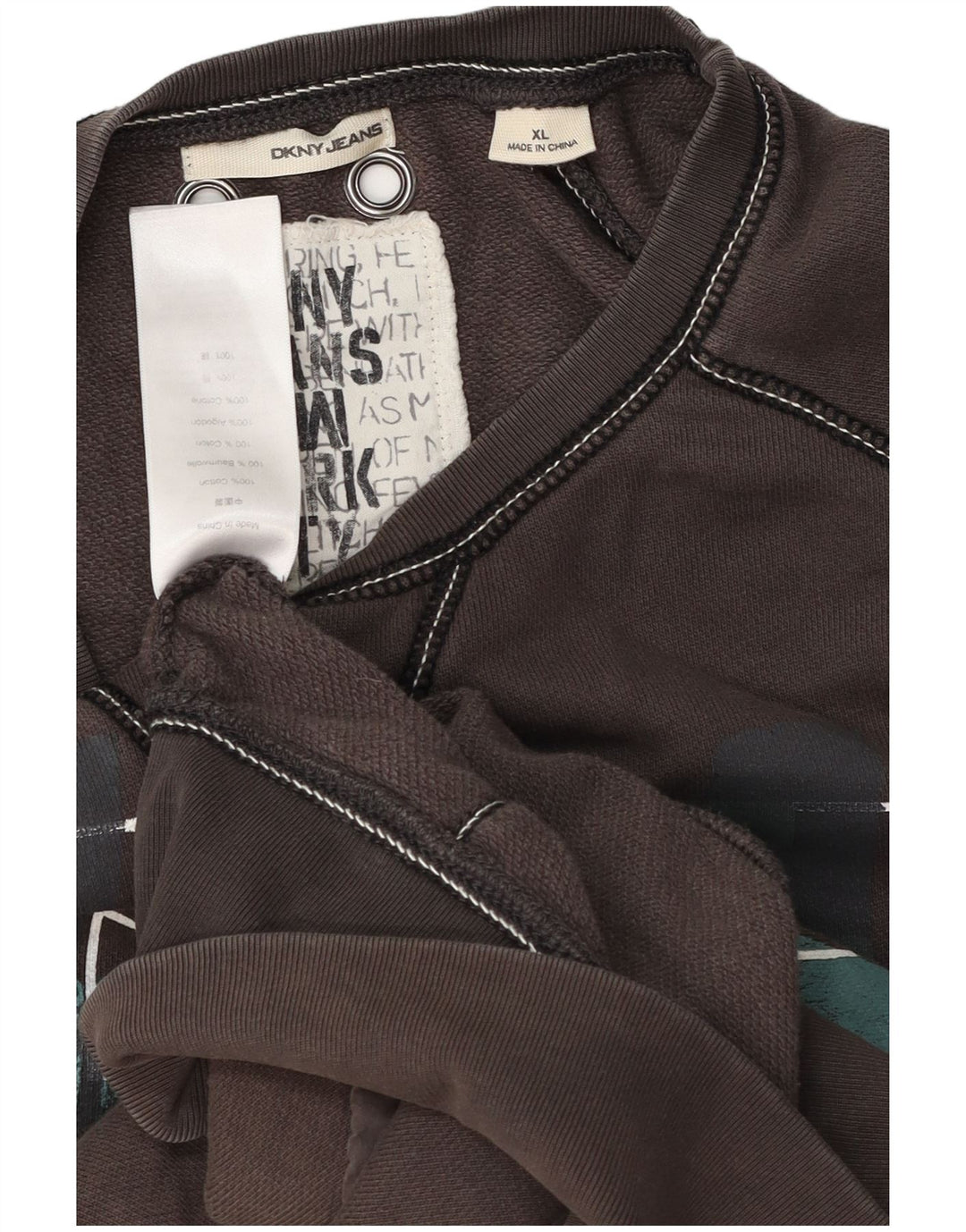 Felpa grafica da uomo Dkny Maglione XL Cotone grigio