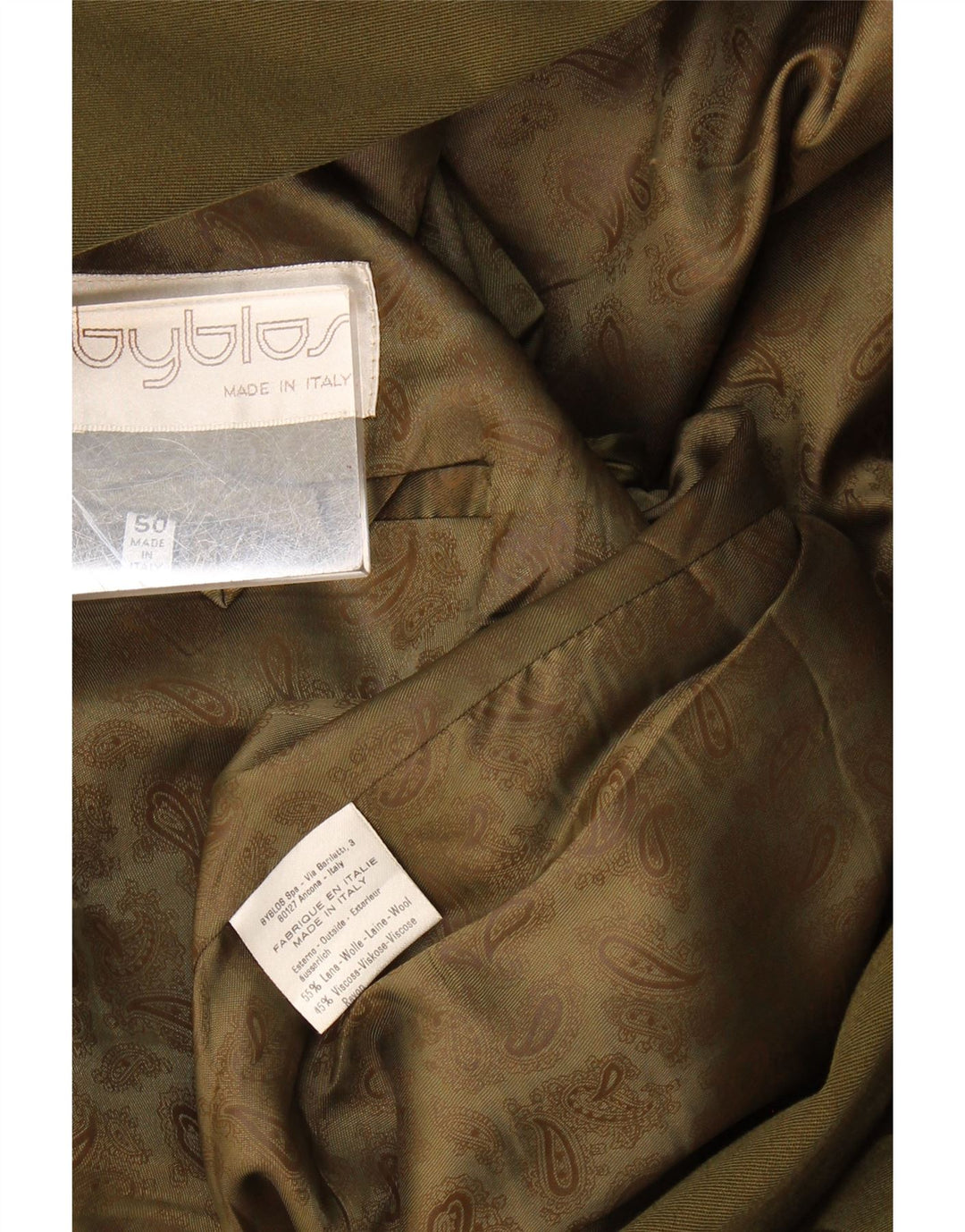 Giacca blazer da uomo a 2 bottoni Byblos IT 50 Large in lana kaki