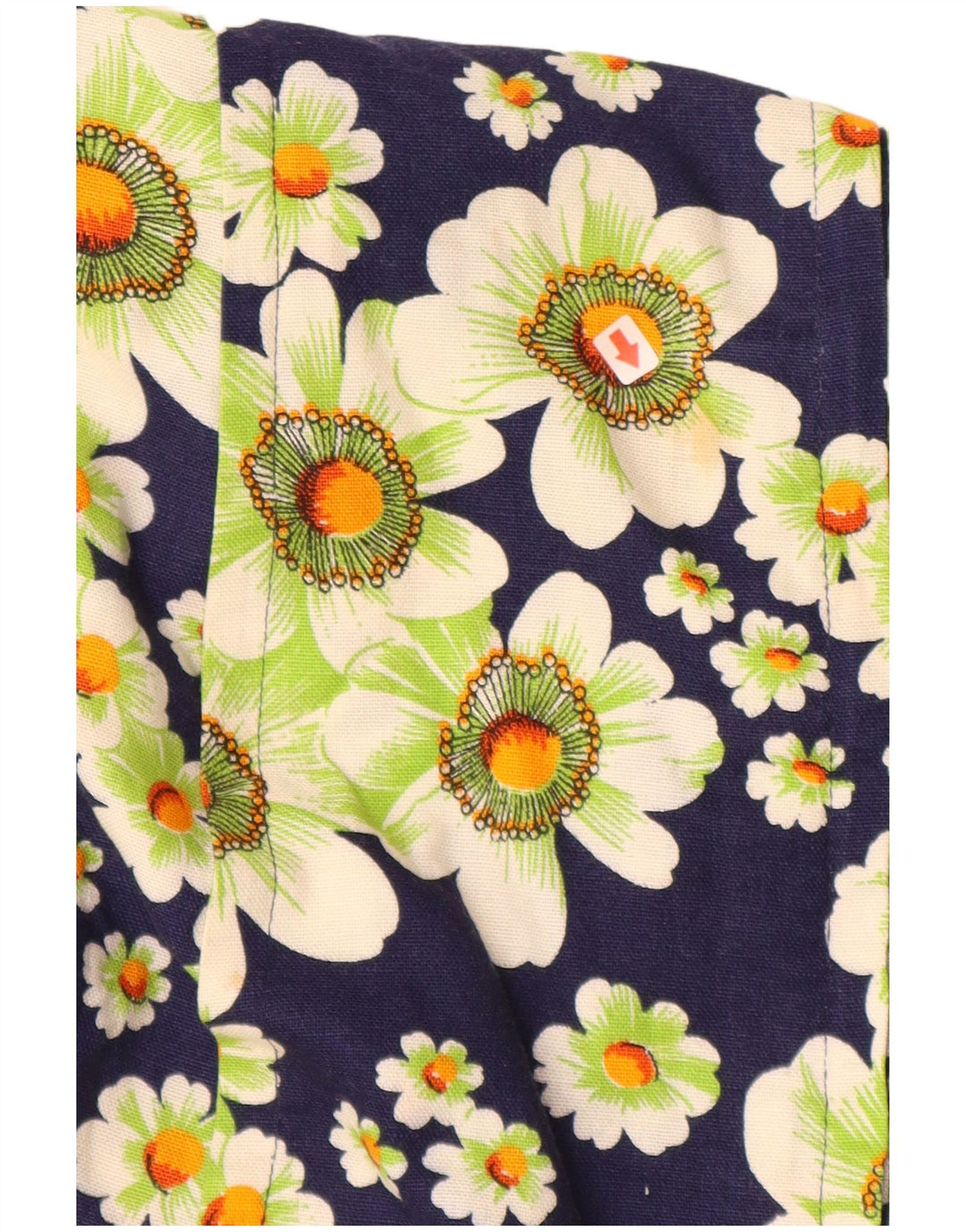 Abito camicia a maniche corte da donna VINTAGE UK 12 medio blu navy floreale