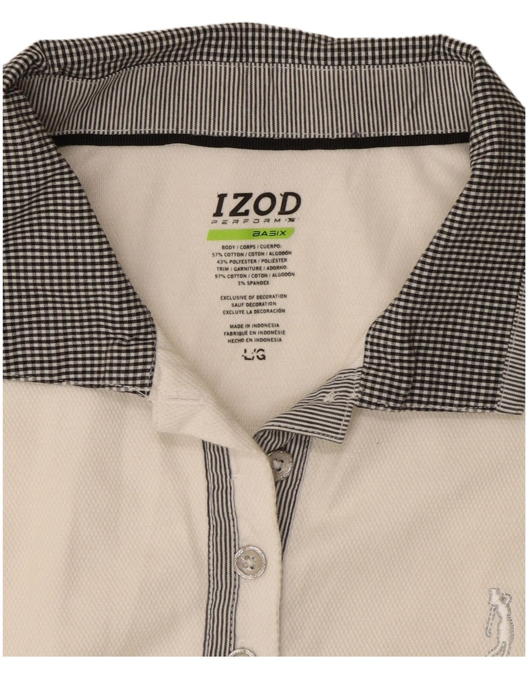 Polo senza maniche da donna IZOD UK 14 grande cotone bianco