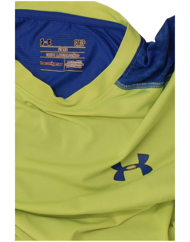 T-shirt da uomo UNDER ARMOUR Heat Gear Top piccolo verde a blocchi di colore