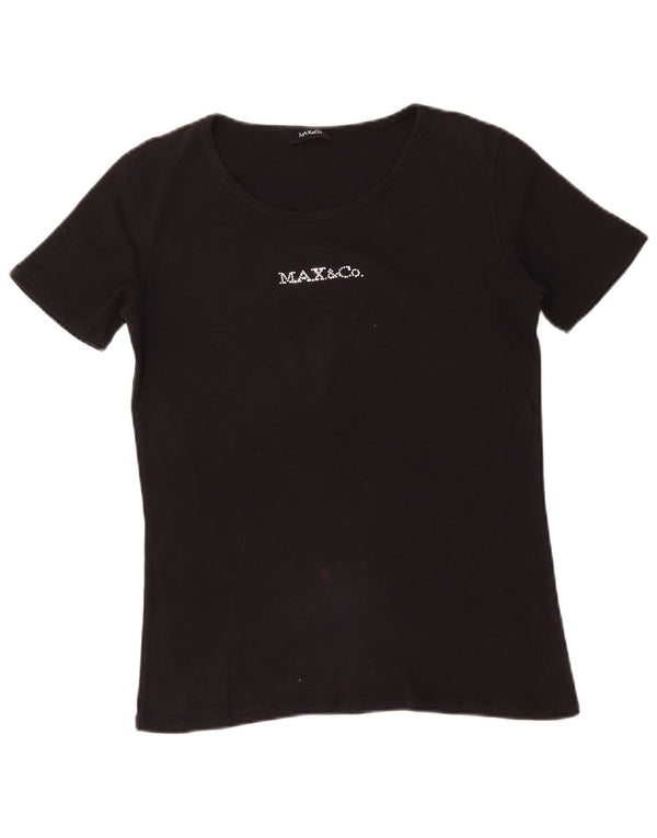 Max & Co. T-shirt grafica da donna Top UK 14 Large Nera