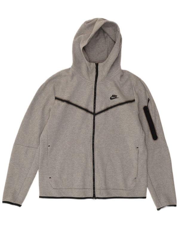 Maglione con cappuccio e zip da uomo NIKE grande in cotone grigio