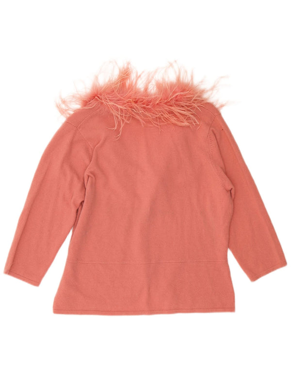 Maglione cardigan con maniche a 3/4 da donna Monsoon UK 18 XL Lana rosa