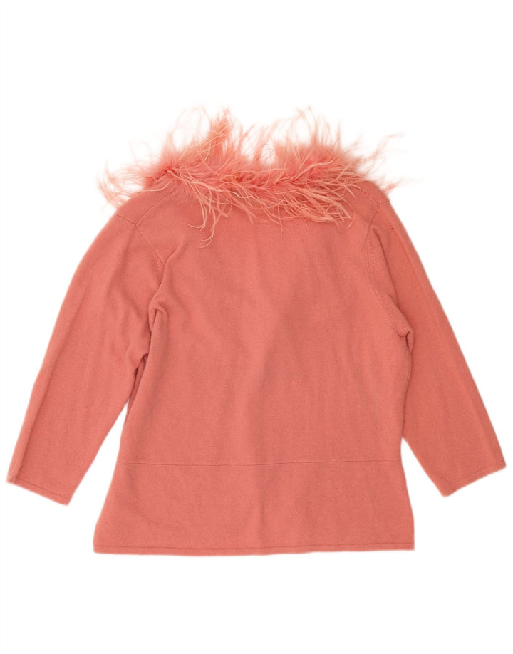 Maglione cardigan con maniche a 3/4 da donna Monsoon UK 18 XL Lana rosa