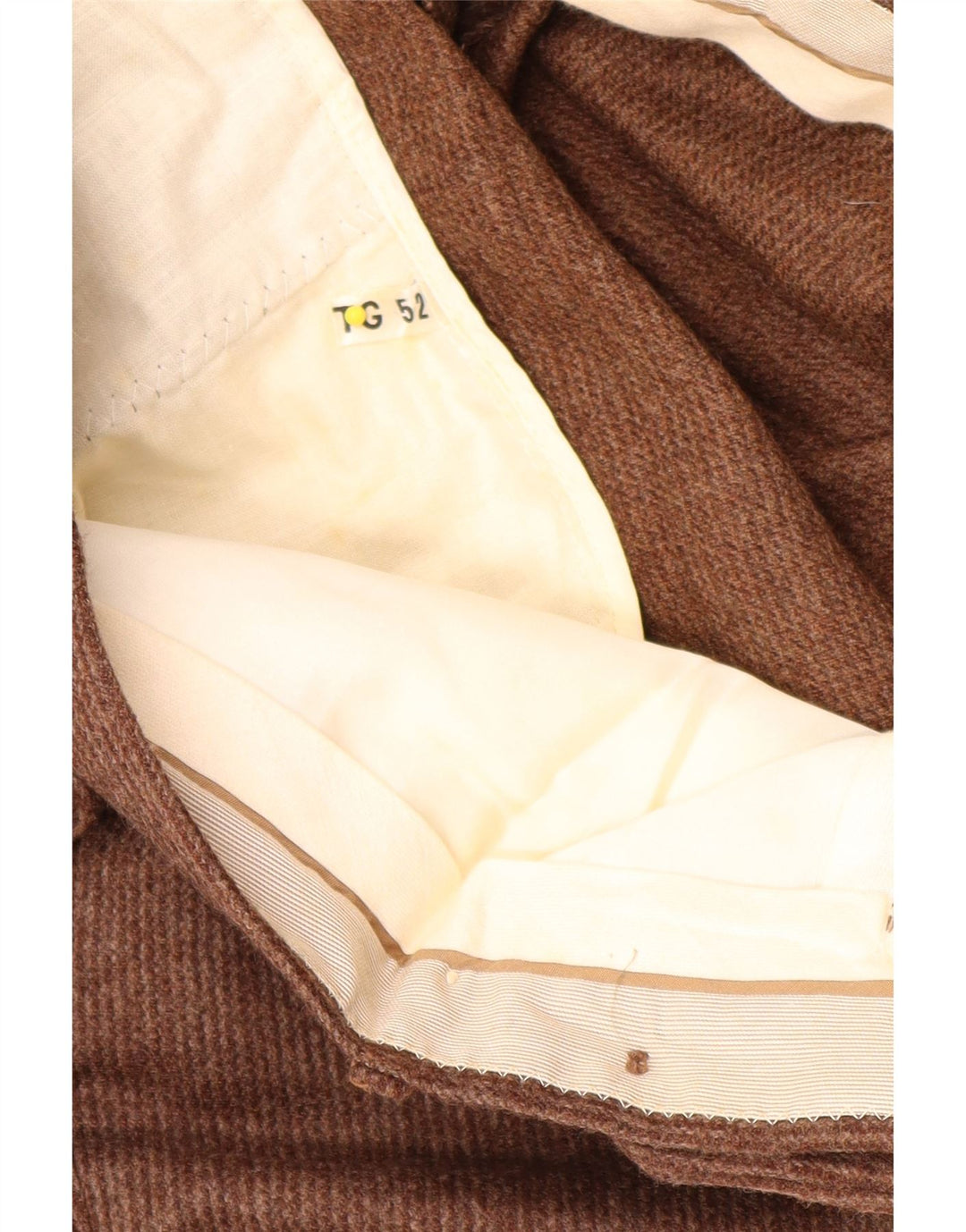 Pantaloni da abito vintage da uomo con pegging W32 L33 in lana vergine marrone