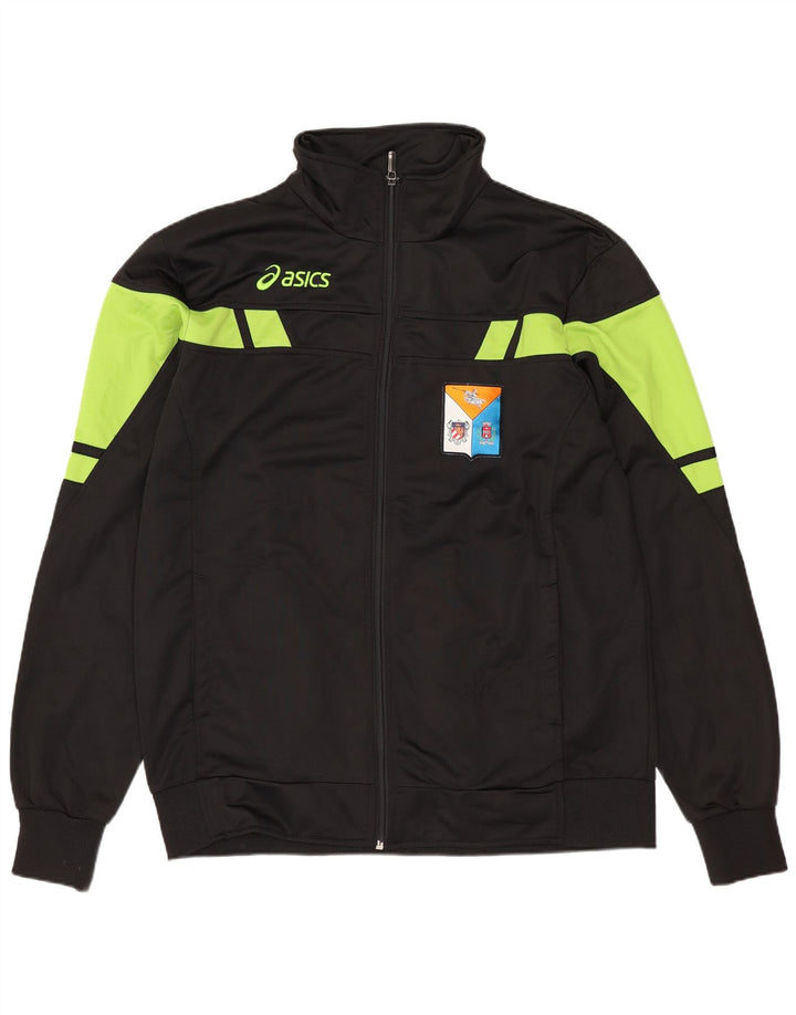Giacca sportiva da uomo Asics, giacca in poliestere color block medio nero