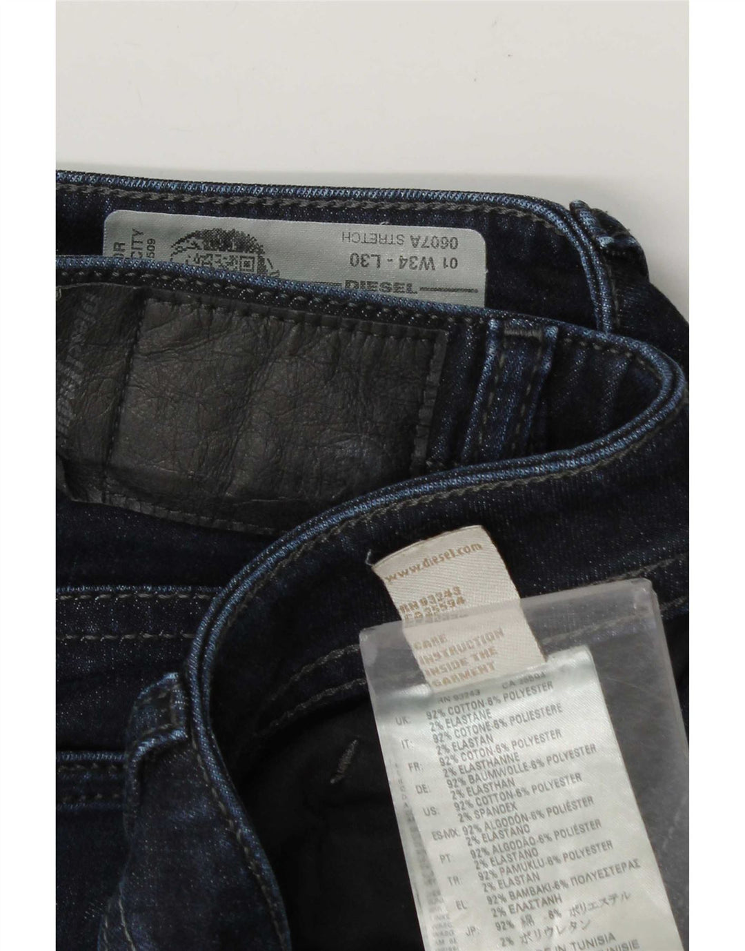 Jeans slim da uomo Diesel W34 L30 in cotone blu navy