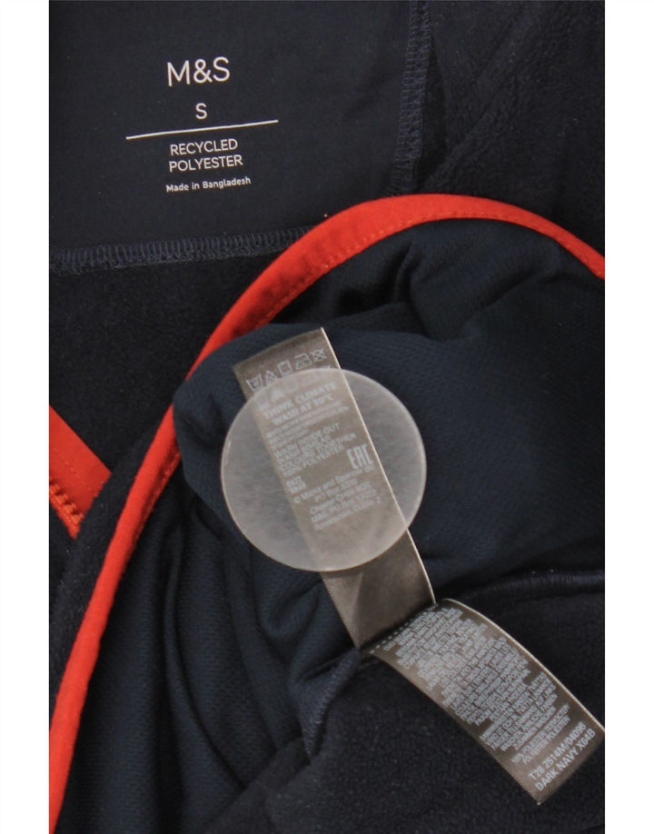 Maglione in pile da uomo Marks & Spencer con zip e collo piccolo in poliestere blu navy
