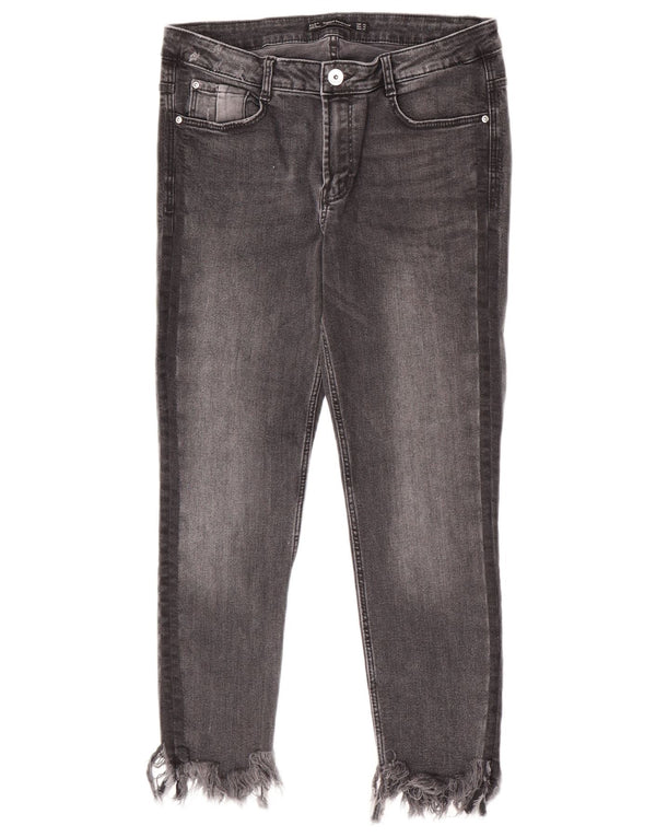 Jeans skinny corti Trafaluc da donna Zara EU 42 Large W32 L24 Grigio