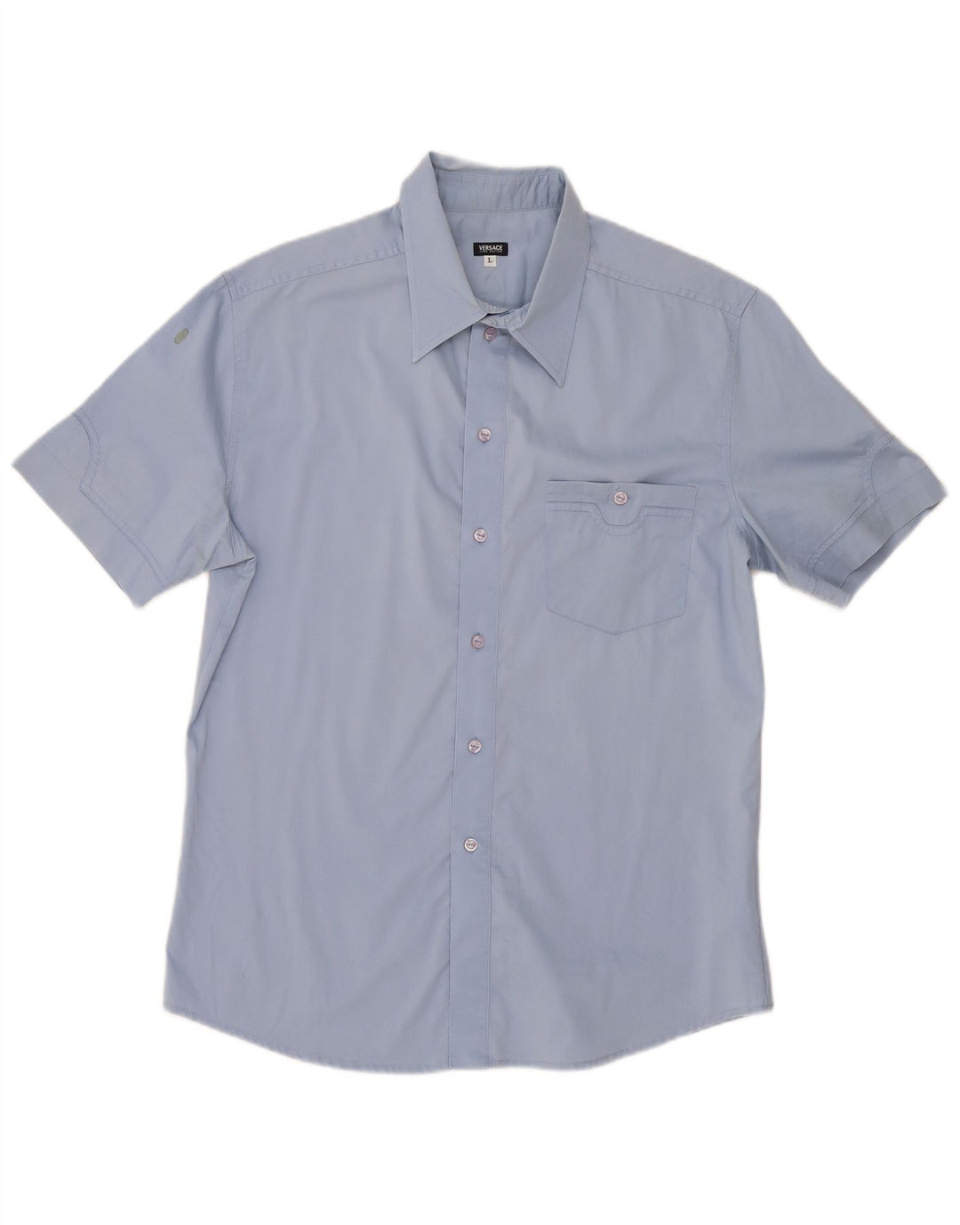 Camicia Versace Uomo Manica Corta Large in Cotone Blu