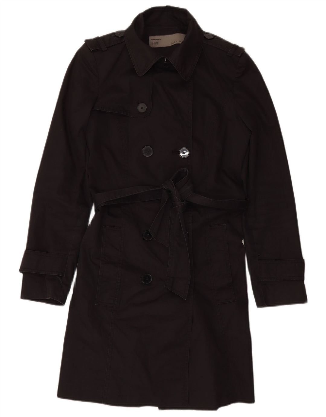 Trench da Donna ZARA UK 6 XS Nero Cotone