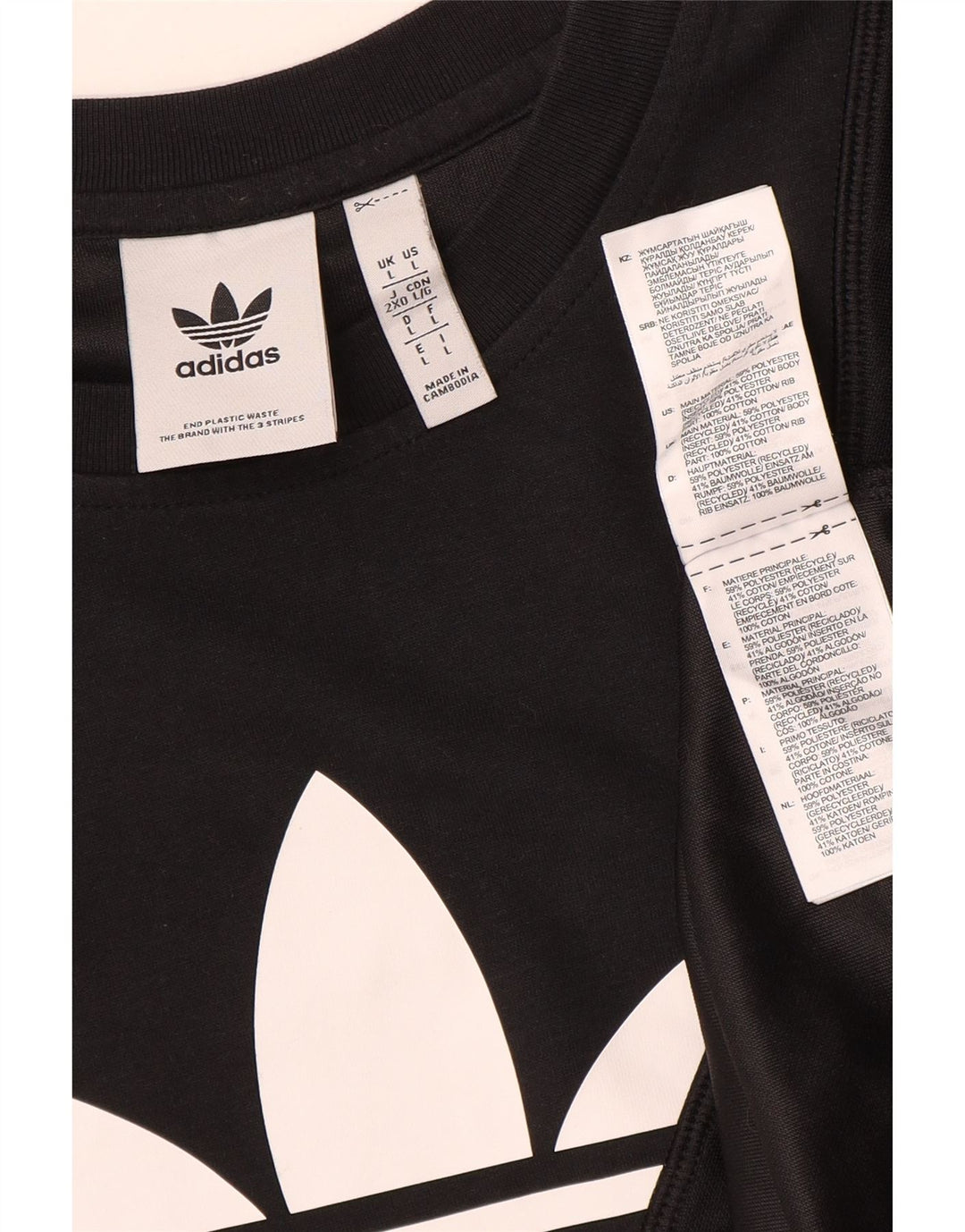 T-shirt grafica da uomo Adidas Top grande in poliestere nero