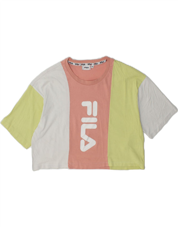 FILA Womens Graphic T-Shirt Top UK 14 Medium Multicoloured Colourblock Vintage Fila and Second-Hand Fila from Messina Hembry 