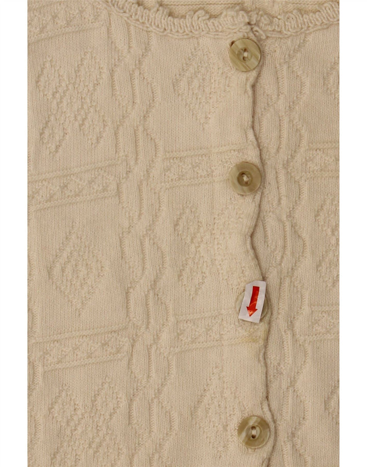 Maglione cardigan senza maniche corto da donna LEONOR UK 10 piccolo cotone beige