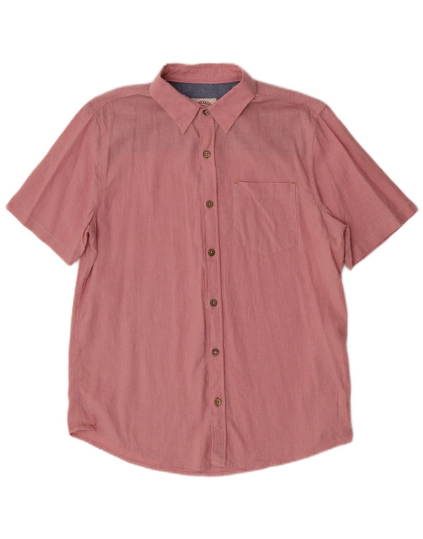 Fat Face Mens Short Sleeve Shirt Medium Pink Linen