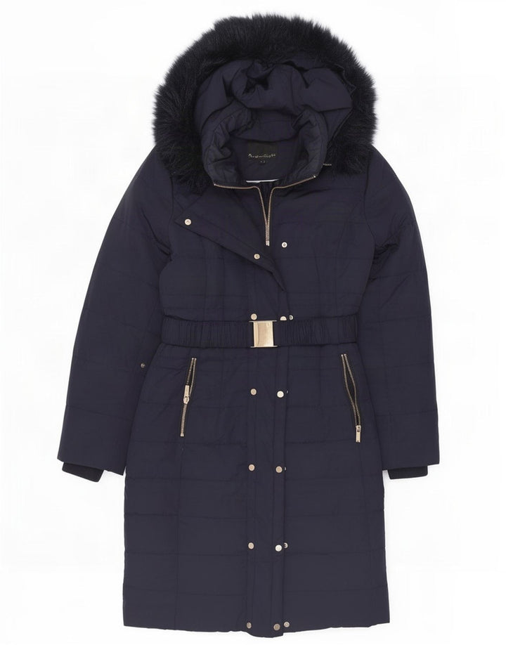 Giacca imbottita con cappuccio da donna Phase Eight UK 12 Medio Poliestere blu navy