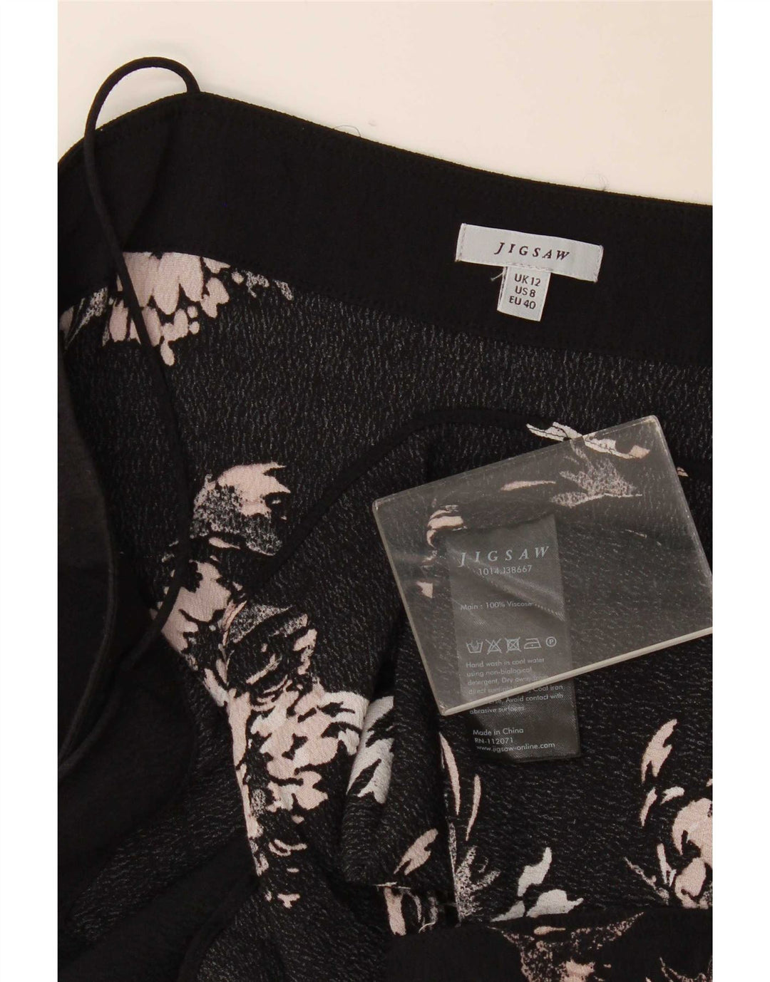 Jigsaw Womens Abstract Pattern Cami Top UK 12 Medium Black Viscosa