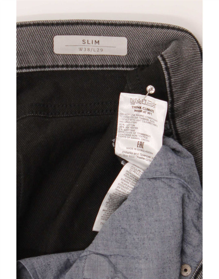 Jeans slim invecchiati Marks & Spencer da uomo W38 L29 cotone nero