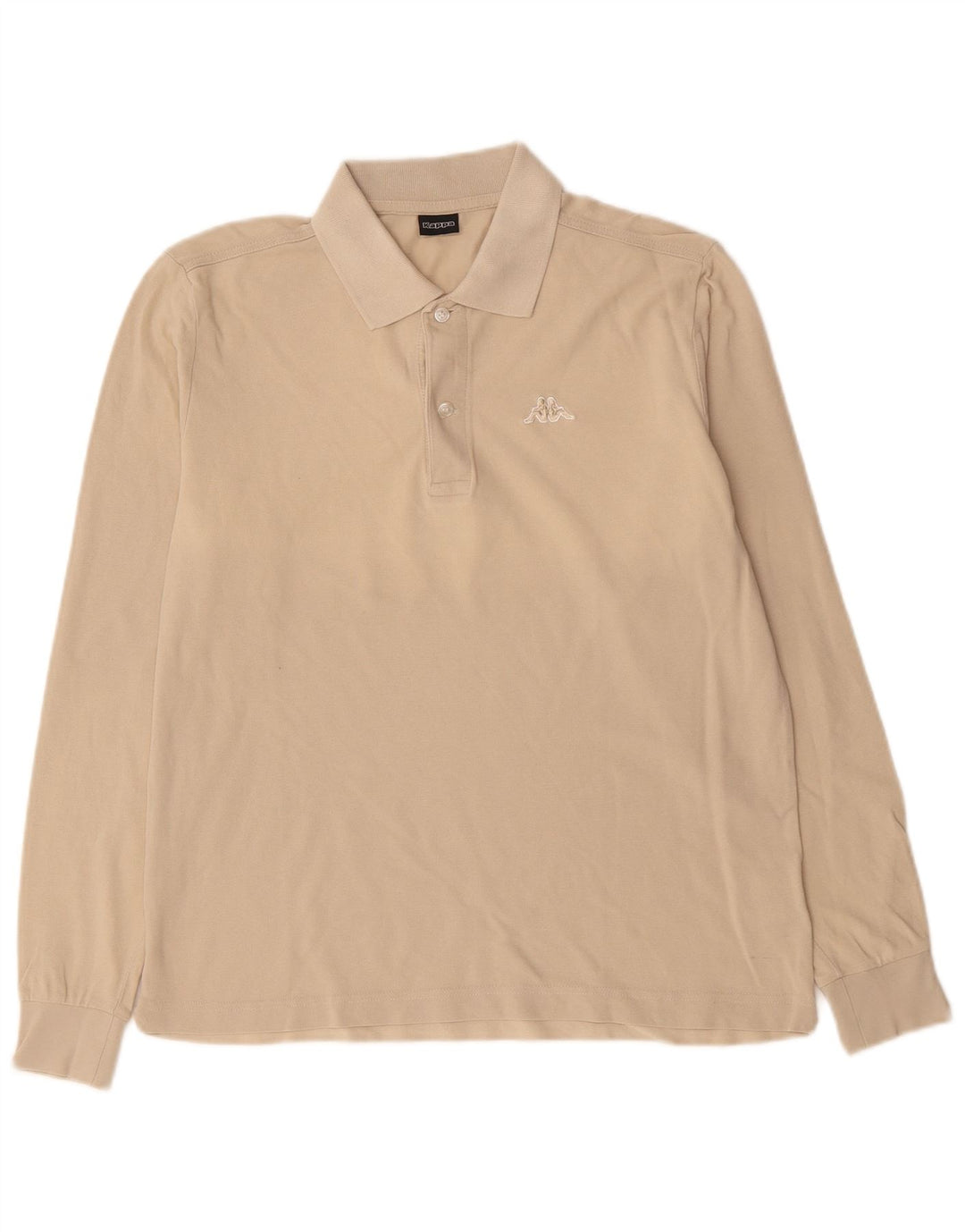Polo KAPPA da uomo a manica lunga piccola in cotone beige