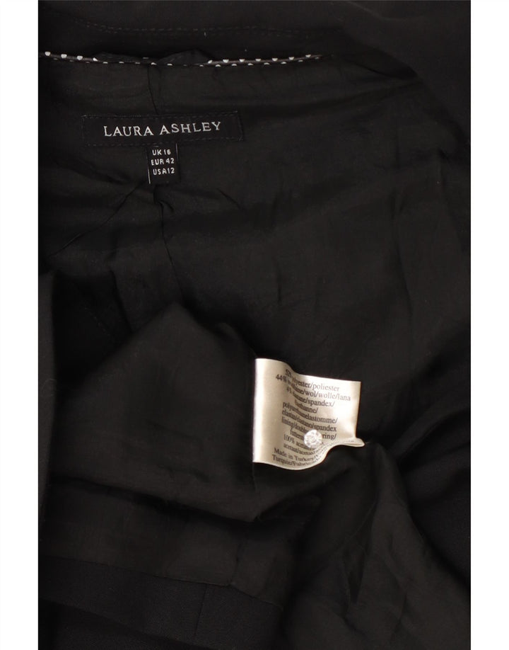 Giacca blazer a 1 bottone da donna Laura Ashley UK 16 grande poliestere nero