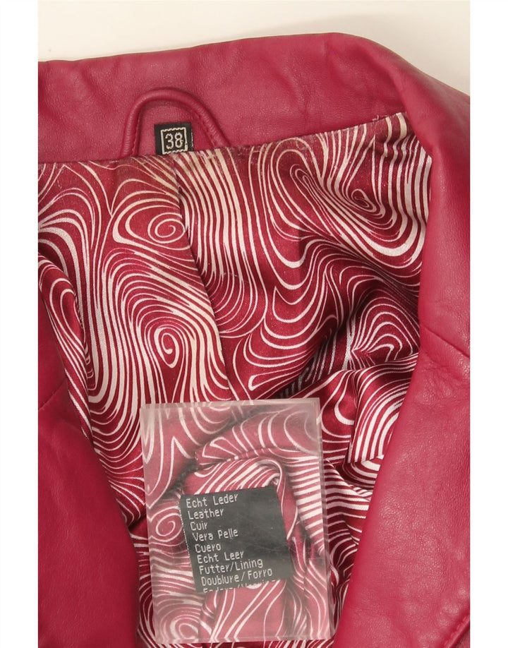 Giacca blazer in pelle vintage da donna a 3 bottoni EU 38 in pelle rosa medio