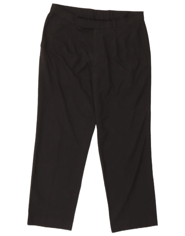 Pantaloni da abito dritti da uomo Marks & Spencer W36 L29 poliestere nero