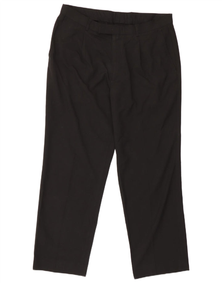 Pantaloni da abito dritti da uomo Marks & Spencer W36 L29 poliestere nero