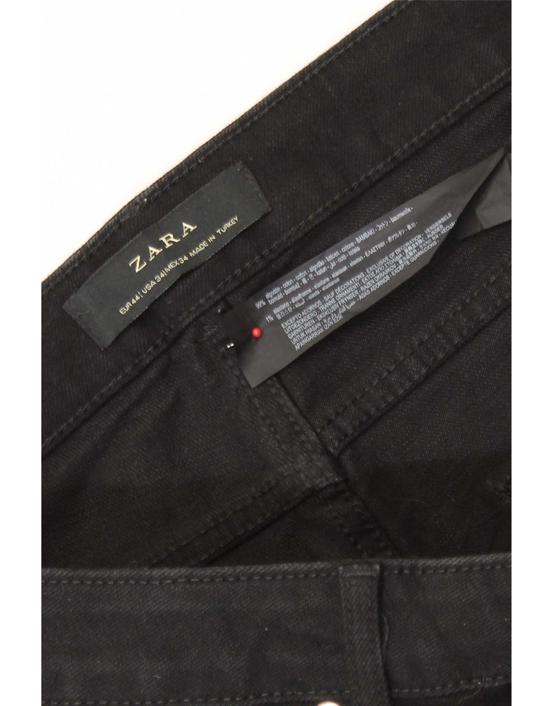 Jeans slim da uomo Zara EU 44 Large W34 L29 cotone nero