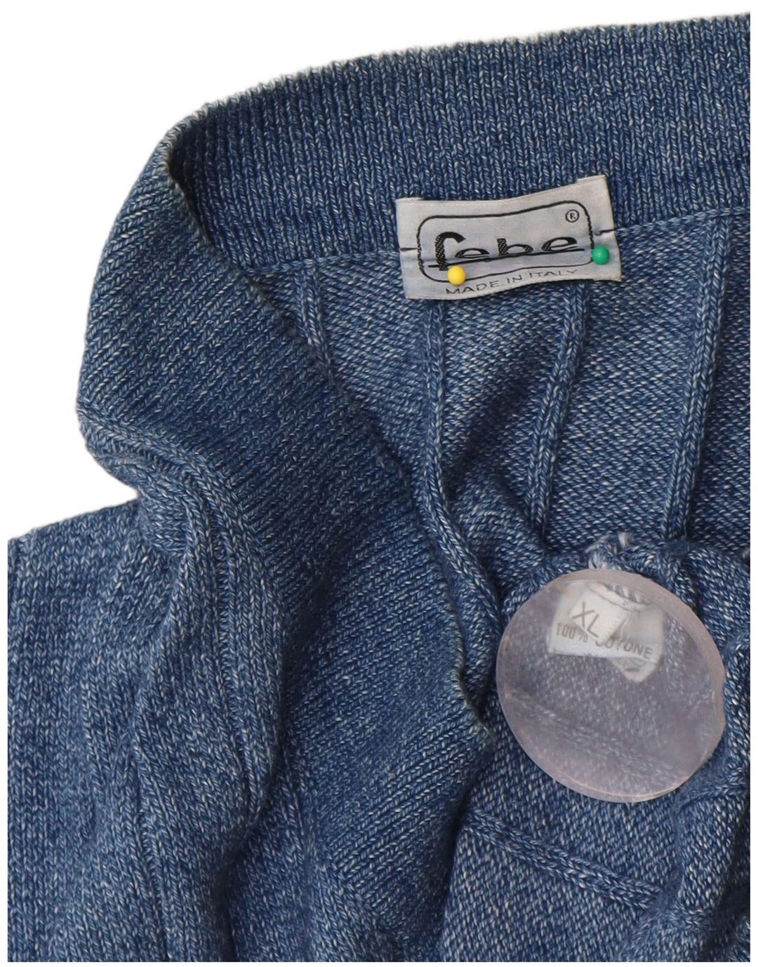 Maglione vintage da uomo con scollo a V grafico XL in cotone blu fumetti