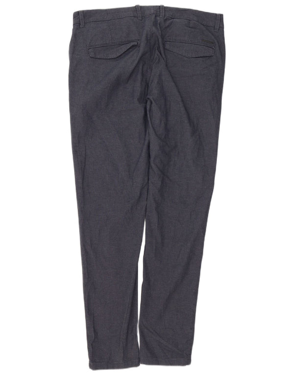 Pantaloni chino slim fit da uomo Zara EU 44 Large W34 L32 cotone blu navy