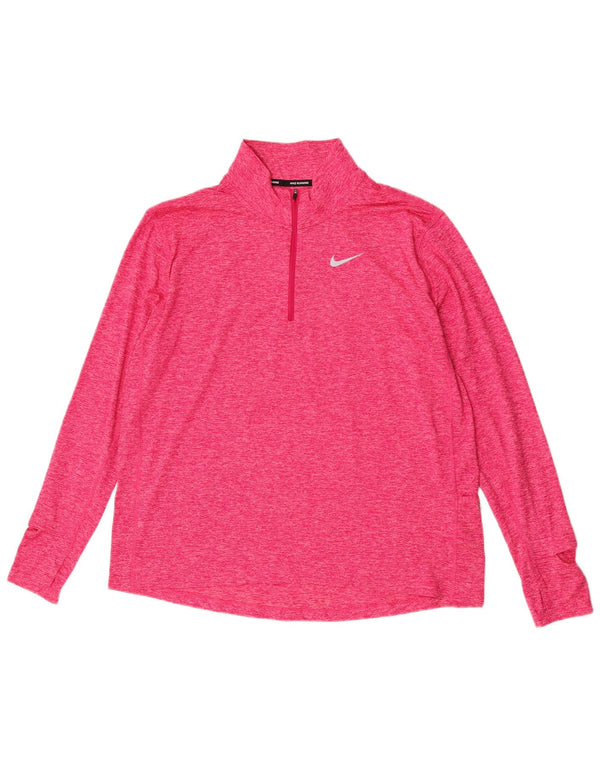 Nike Dri Fit Running Zip Neck Pullover Tuta da Uomo Top XL Rosa Flecked