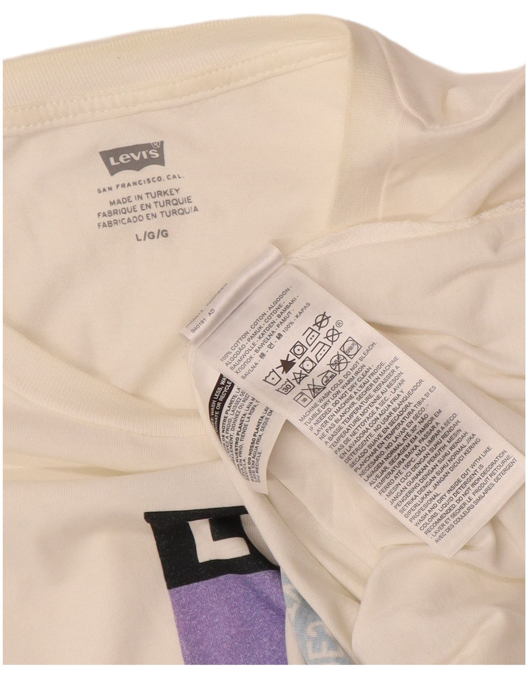 T-shirt grafica da uomo Levi's Top grande in cotone bianco sporco