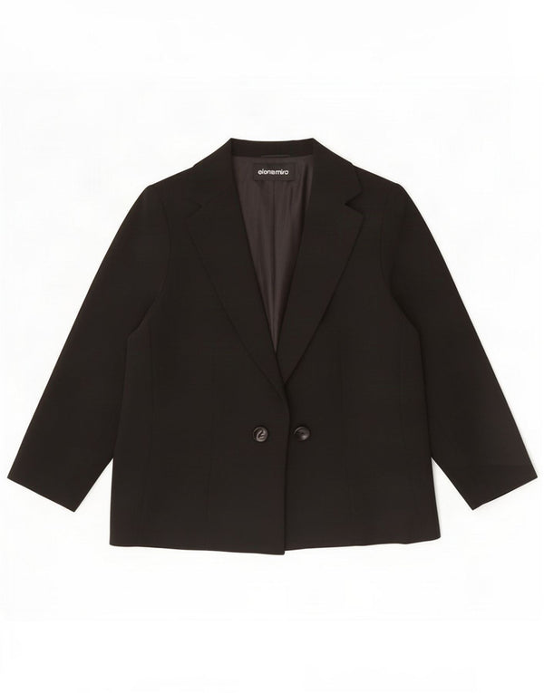 ELENA MIRO Giacca blazer aperta da donna con maniche a 3/4 UK 12 Medium Black