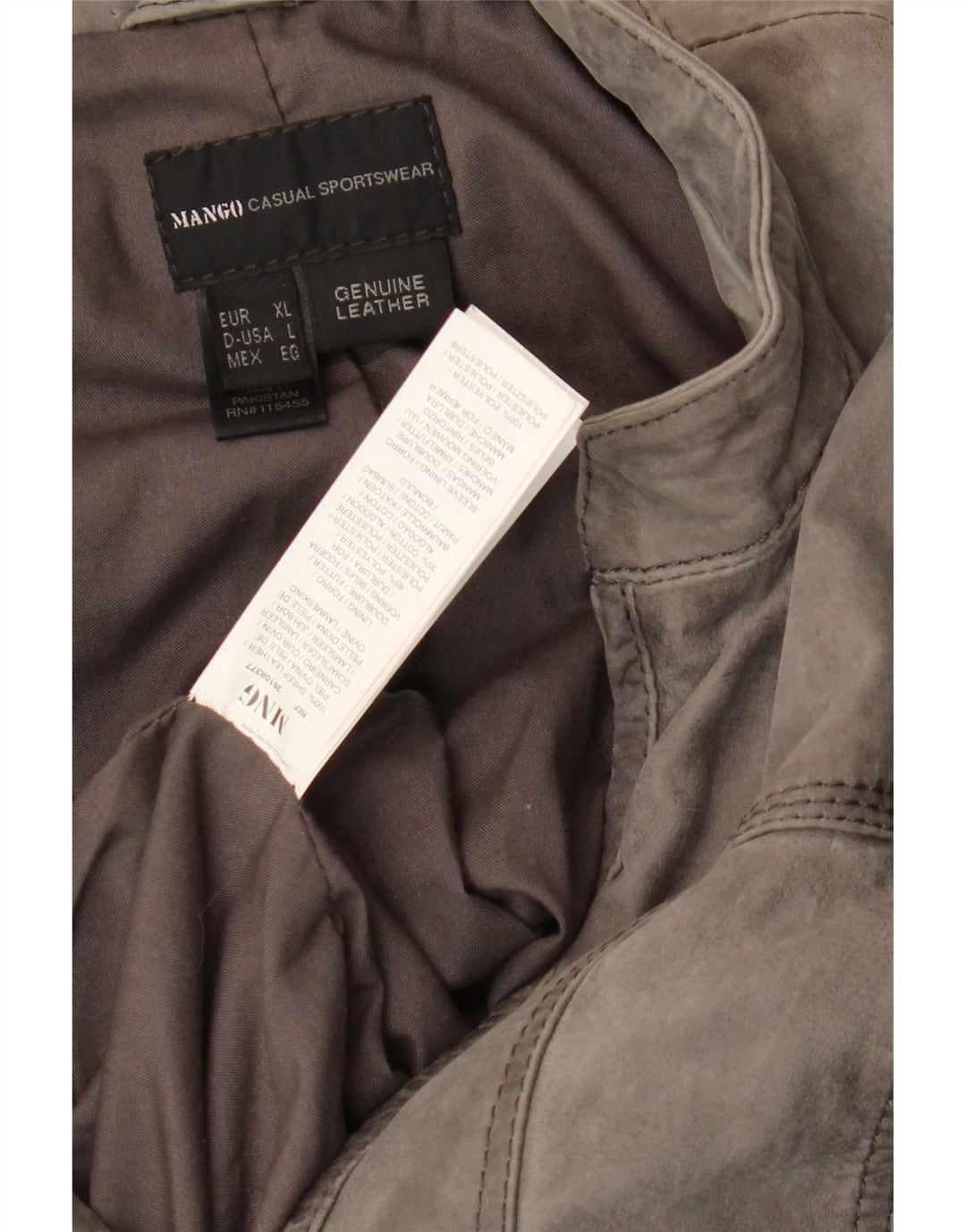 Giacca in pelle scamosciata da donna Mango UK 16 Grande pelle di pecora grigia